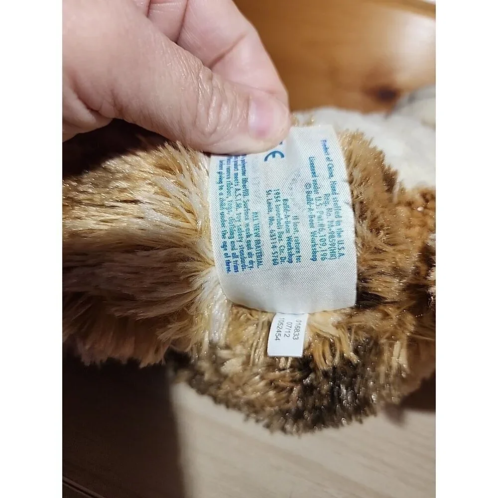 Build A Bear BABW Champ Brown Calico Plush Heart Patch Stitched Stuffed 16”